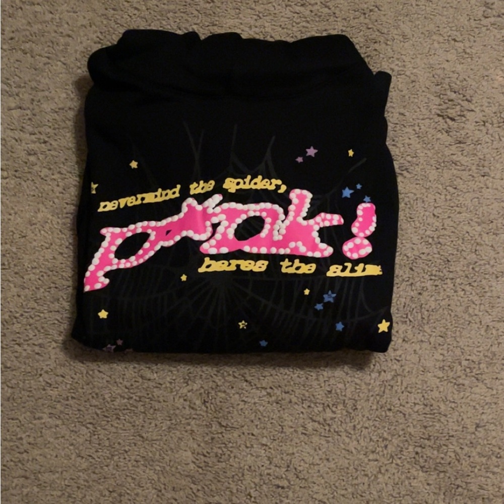 Spider Pink Hoodie Black Size Medium